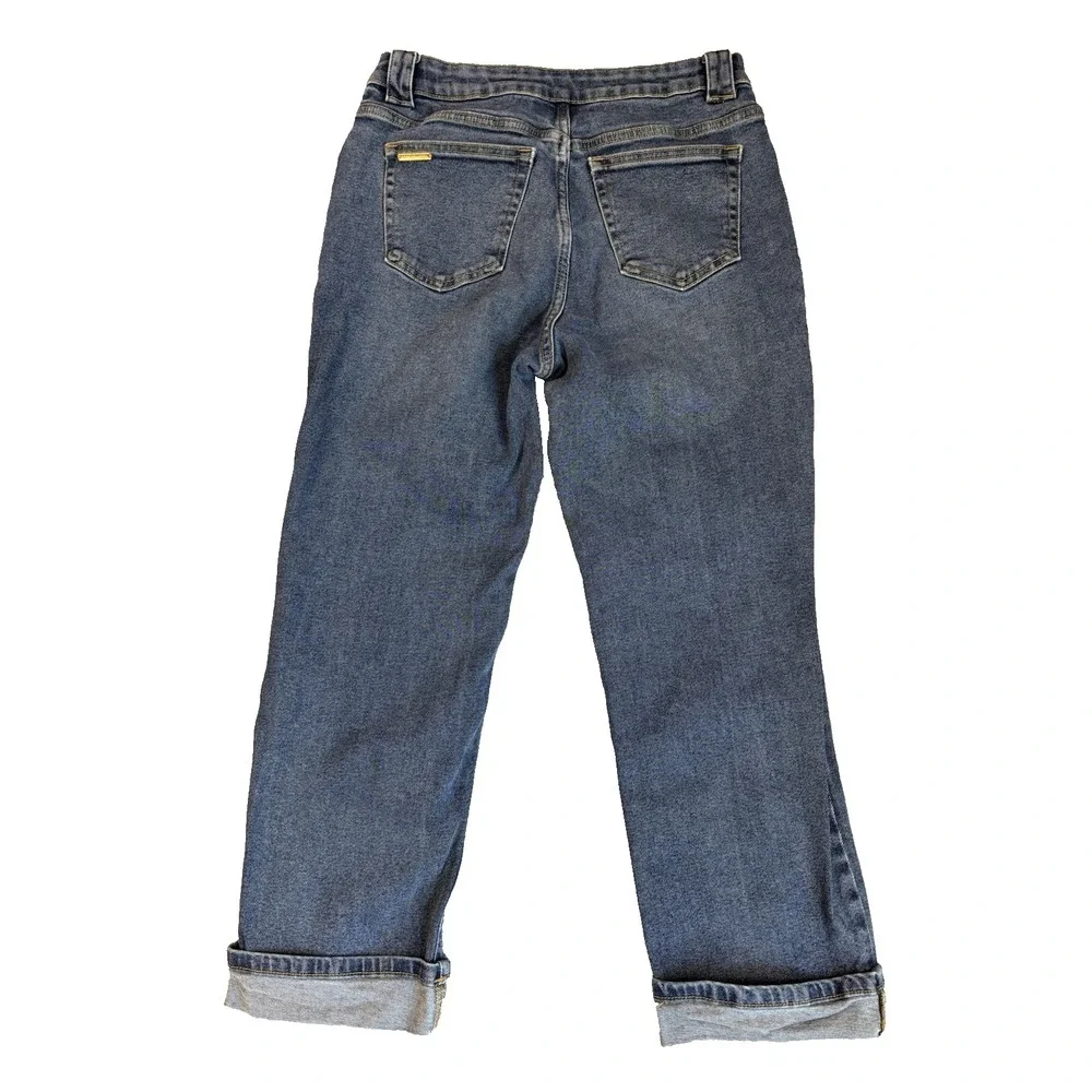 Michael Kors Women's 10 Cropped Blue Jeans Patch Pocket Y2K Straight Leg Grunge